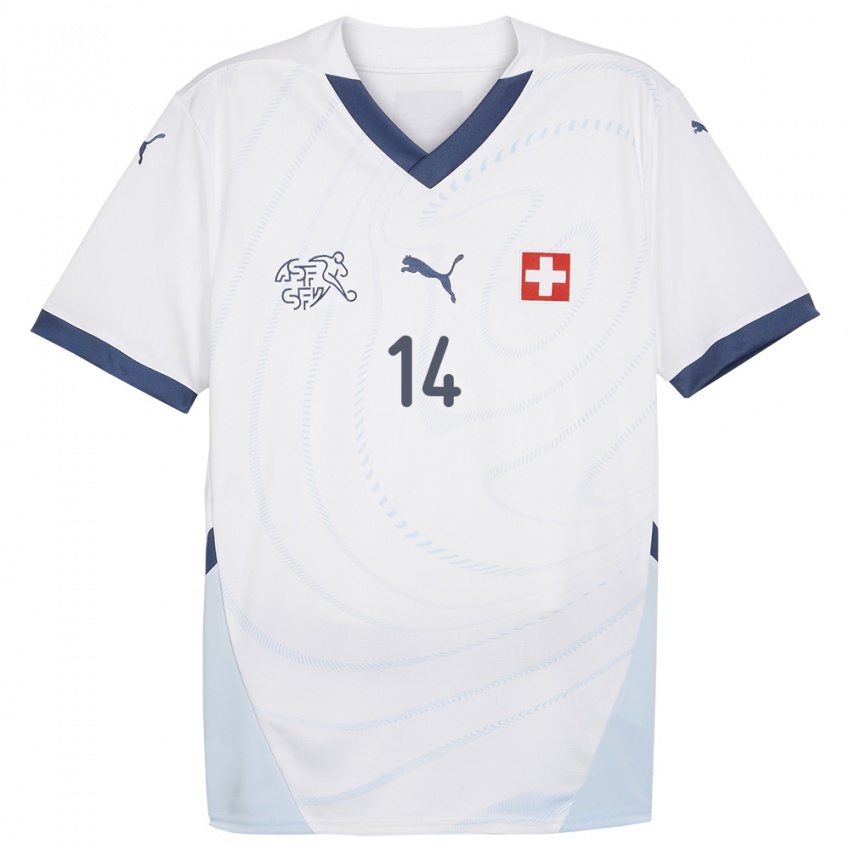 Børn Schweiz Steven Zuber #14 Hvid Udebane Spillertrøjer 24-26 Trøje T-Shirt