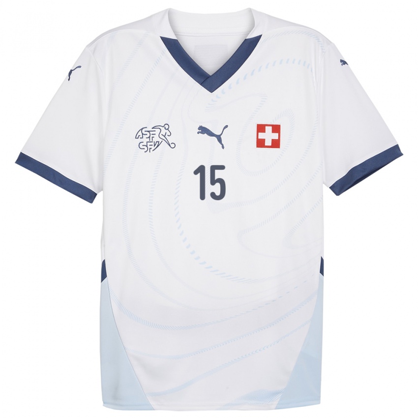 Børn Schweiz Luana Buhler #15 Hvid Udebane Spillertrøjer 24-26 Trøje T-Shirt