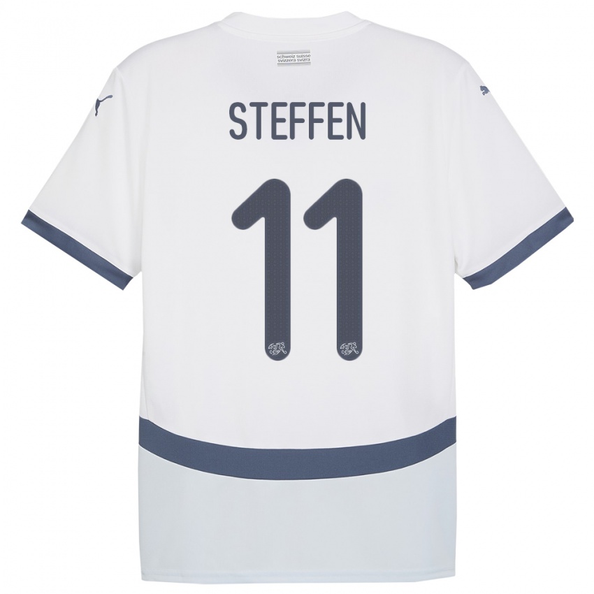 Børn Schweiz Renato Steffen #11 Hvid Udebane Spillertrøjer 24-26 Trøje T-Shirt