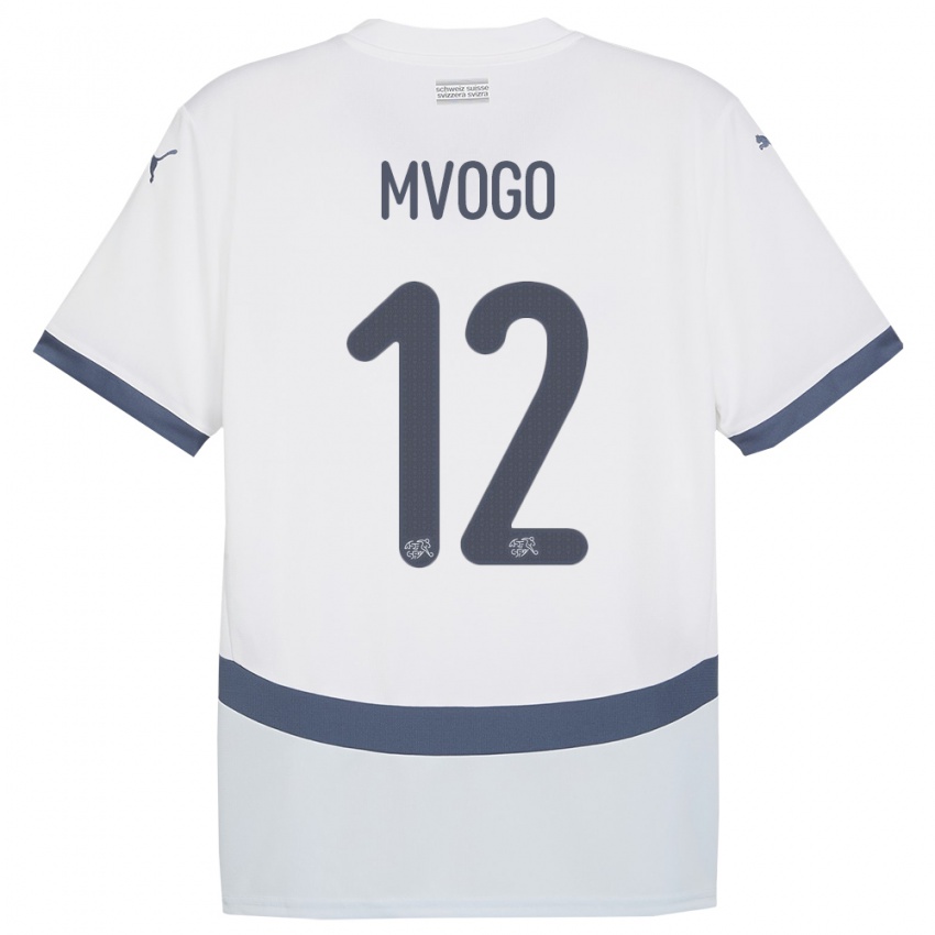 Børn Schweiz Yvon Mvogo #12 Hvid Udebane Spillertrøjer 24-26 Trøje T-Shirt