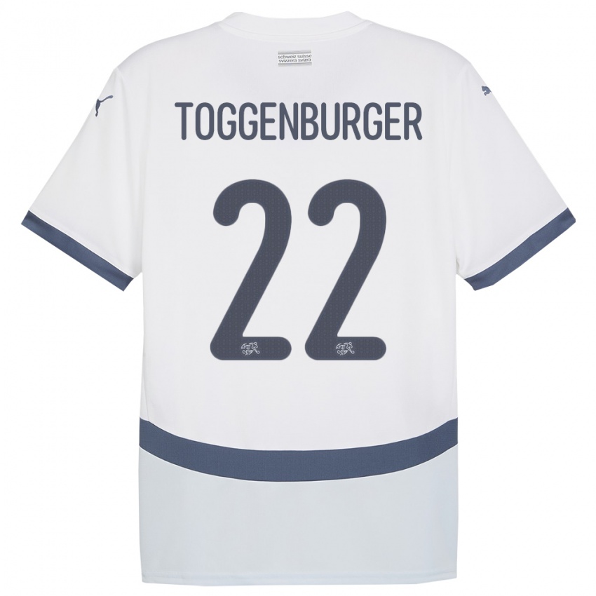 Børn Schweiz Nando Toggenburger #22 Hvid Udebane Spillertrøjer 24-26 Trøje T-Shirt