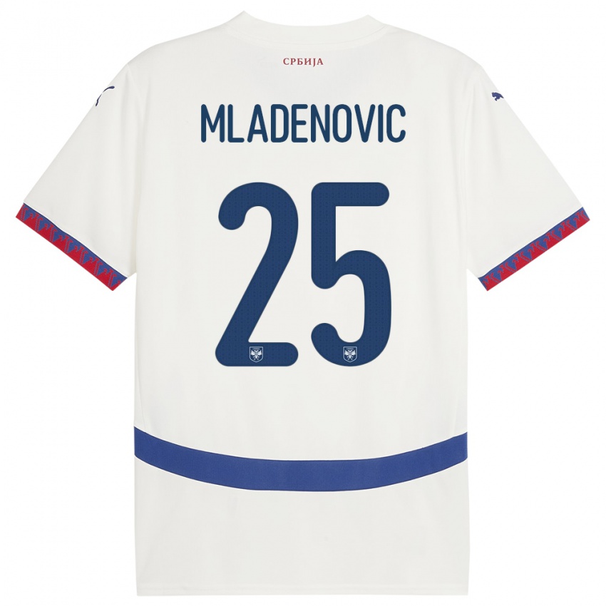 Børn Serbien Filip Mladenovic #25 Hvid Udebane Spillertrøjer 24-26 Trøje T-Shirt