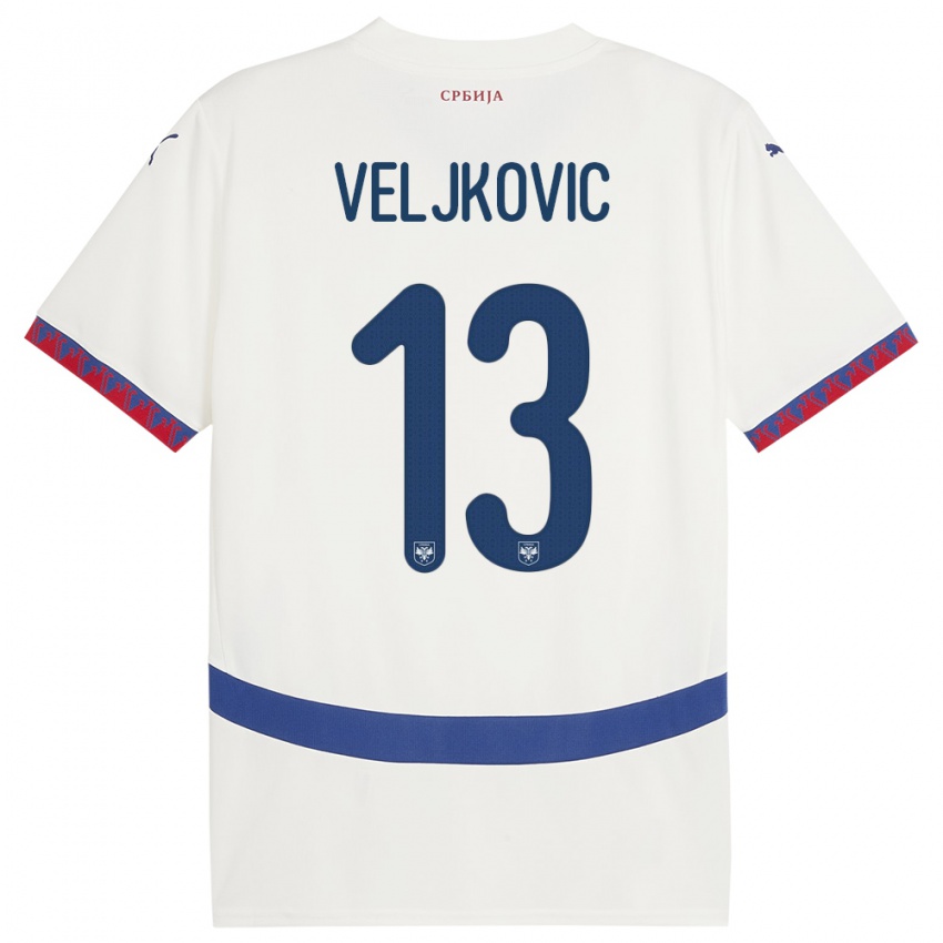 Børn Serbien Milos Veljkovic #13 Hvid Udebane Spillertrøjer 24-26 Trøje T-Shirt