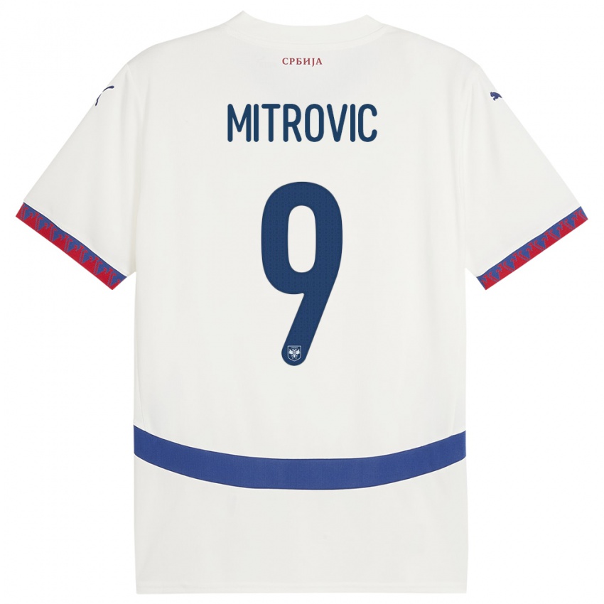 Børn Serbien Aleksandar Mitrovic #9 Hvid Udebane Spillertrøjer 24-26 Trøje T-Shirt