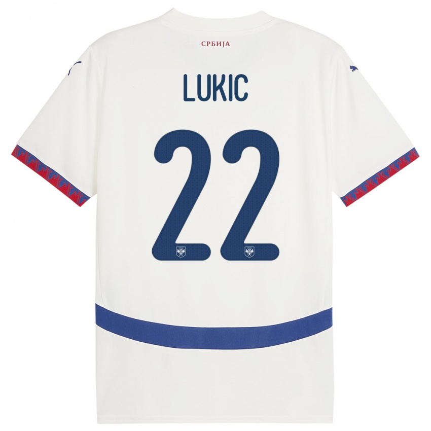 Børn Serbien Sasa Lukic #22 Hvid Udebane Spillertrøjer 24-26 Trøje T-Shirt