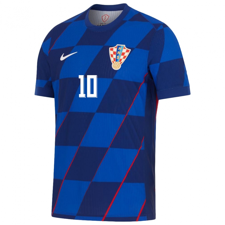 Børn Kroatien Luka Modric #10 Blå Udebane Spillertrøjer 24-26 Trøje T-Shirt