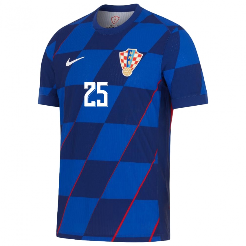 Børn Kroatien Luka Sucic #25 Blå Udebane Spillertrøjer 24-26 Trøje T-Shirt