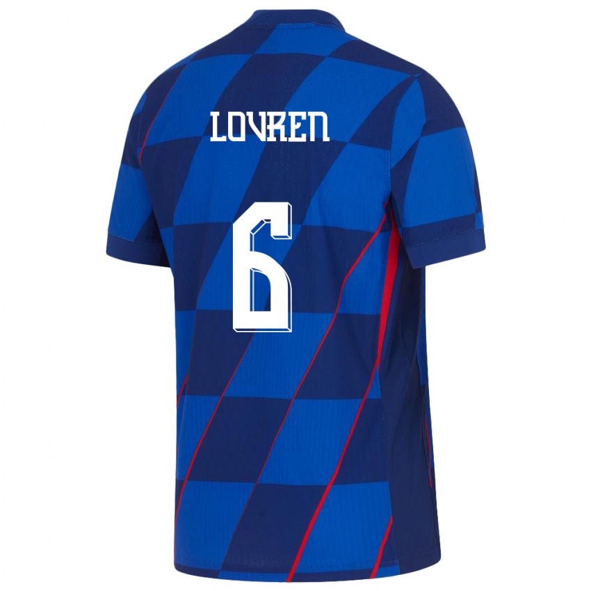 Børn Kroatien Dejan Lovren #6 Blå Udebane Spillertrøjer 24-26 Trøje T-Shirt