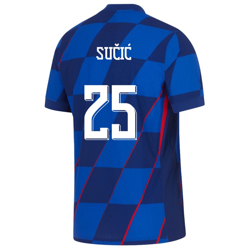 Børn Kroatien Luka Sucic #25 Blå Udebane Spillertrøjer 24-26 Trøje T-Shirt