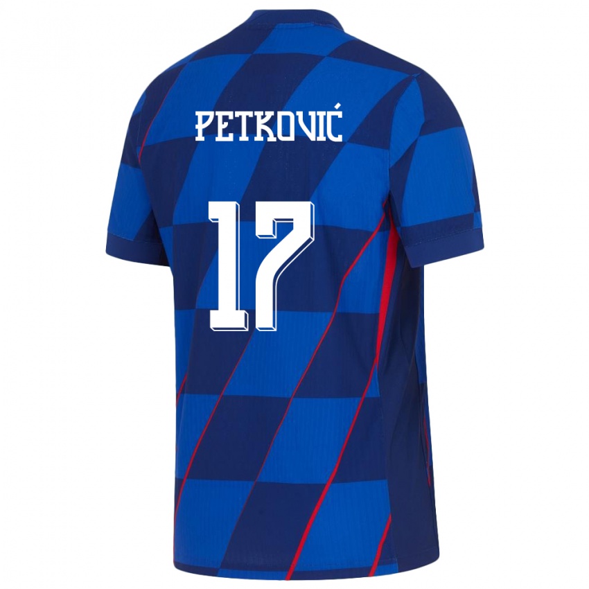 Børn Kroatien Bruno Petkovic #17 Blå Udebane Spillertrøjer 24-26 Trøje T-Shirt