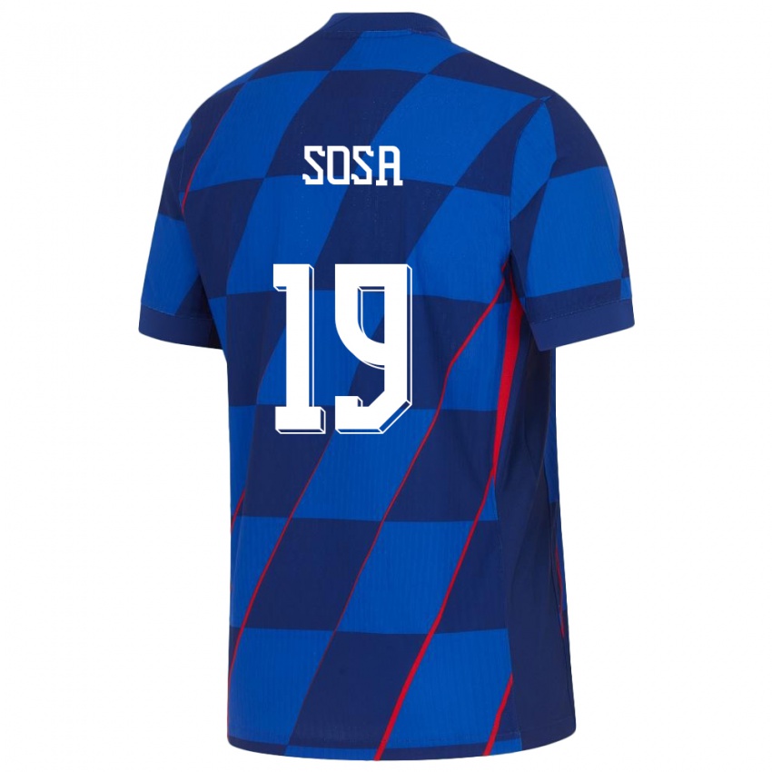 Børn Kroatien Borna Sosa #19 Blå Udebane Spillertrøjer 24-26 Trøje T-Shirt