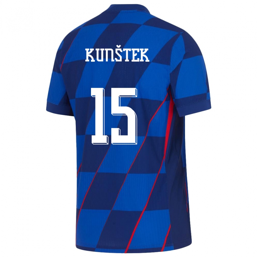 Børn Kroatien Maria Kunstek #15 Blå Udebane Spillertrøjer 24-26 Trøje T-Shirt