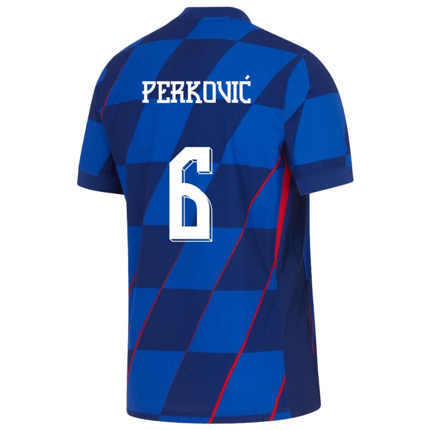 Børn Kroatien Mauro Perkovic #6 Blå Udebane Spillertrøjer 24-26 Trøje T-Shirt