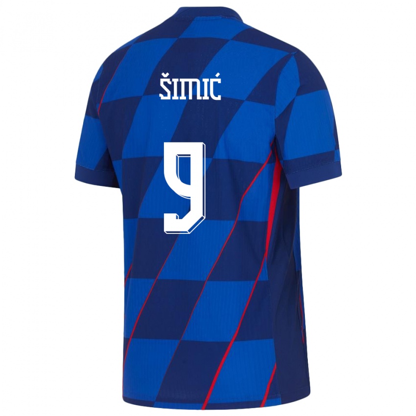 Børn Kroatien Roko Simic #9 Blå Udebane Spillertrøjer 24-26 Trøje T-Shirt