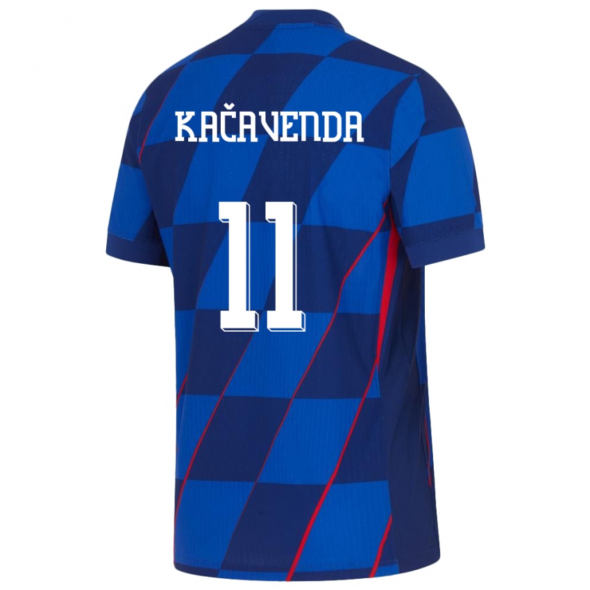 Børn Kroatien Lukas Kacavenda #11 Blå Udebane Spillertrøjer 24-26 Trøje T-Shirt