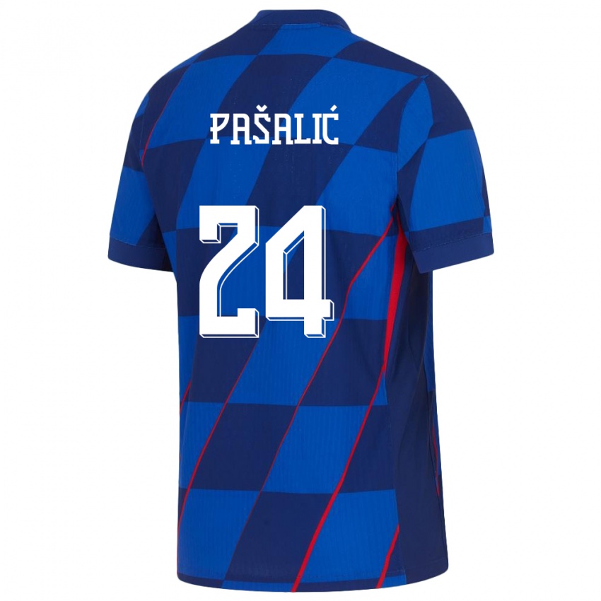 Børn Kroatien Marco Pasalic #24 Blå Udebane Spillertrøjer 24-26 Trøje T-Shirt