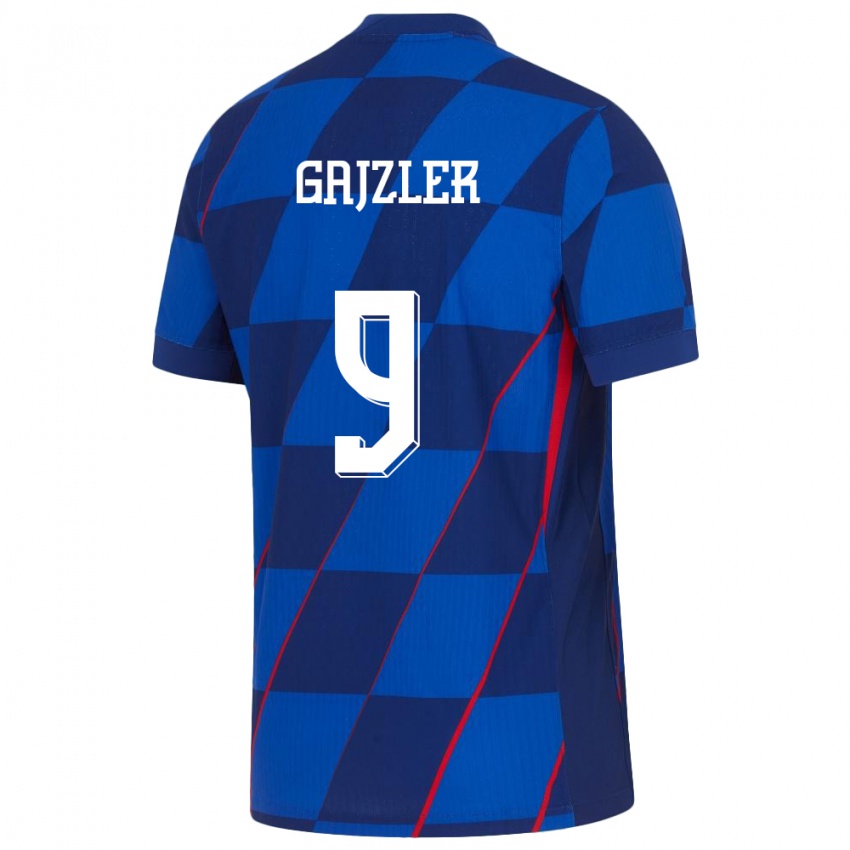 Børn Kroatien Niko Gajzler #9 Blå Udebane Spillertrøjer 24-26 Trøje T-Shirt