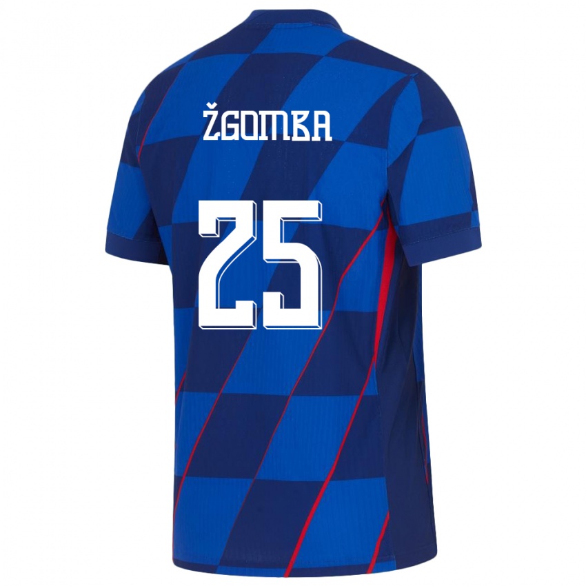 Børn Kroatien Marin Zgomba #25 Blå Udebane Spillertrøjer 24-26 Trøje T-Shirt