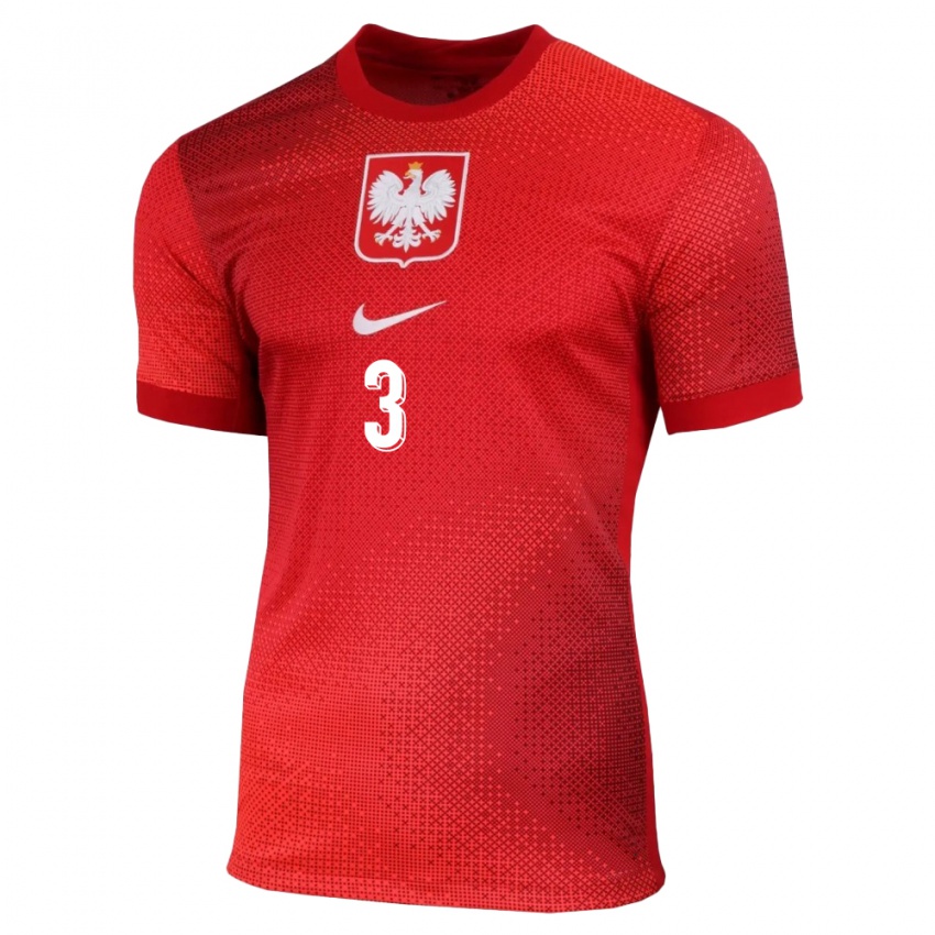 Børn Polen Igor Drapinski #3 Rød Udebane Spillertrøjer 24-26 Trøje T-Shirt