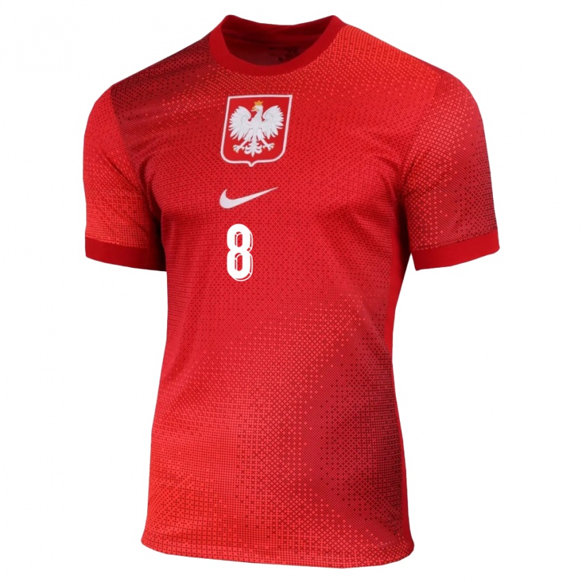 Børn Polen Karol Borys #8 Rød Udebane Spillertrøjer 24-26 Trøje T-Shirt