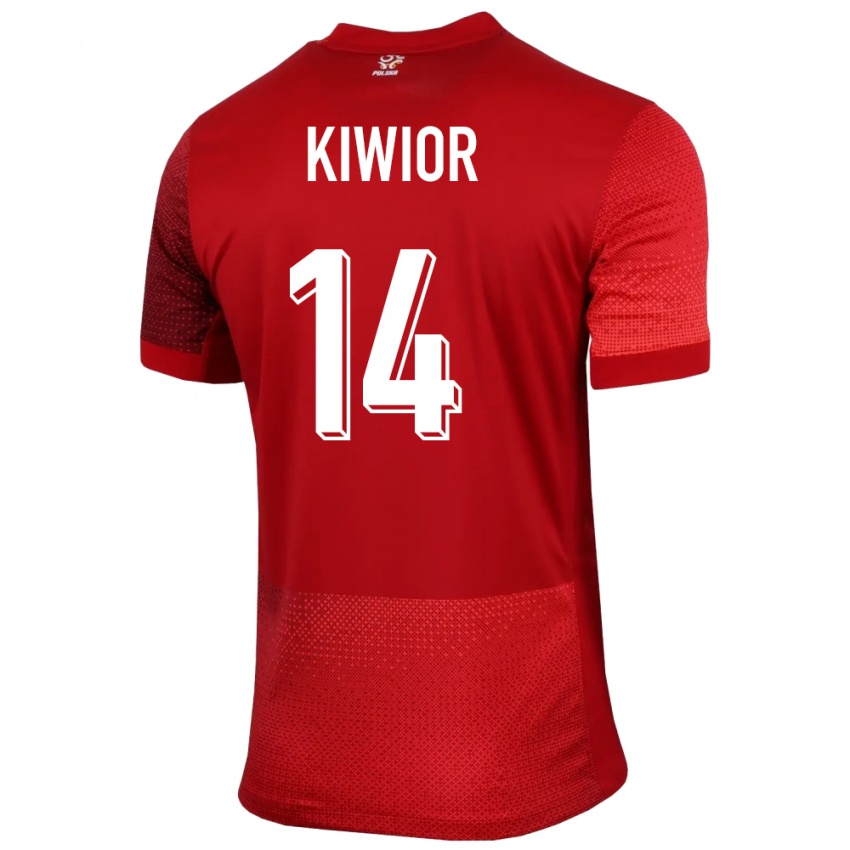 Børn Polen Jakub Kiwior #14 Rød Udebane Spillertrøjer 24-26 Trøje T-Shirt