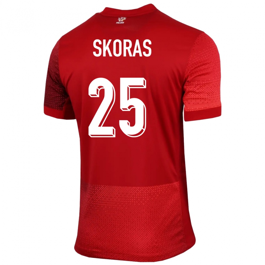 Børn Polen Michal Skoras #25 Rød Udebane Spillertrøjer 24-26 Trøje T-Shirt