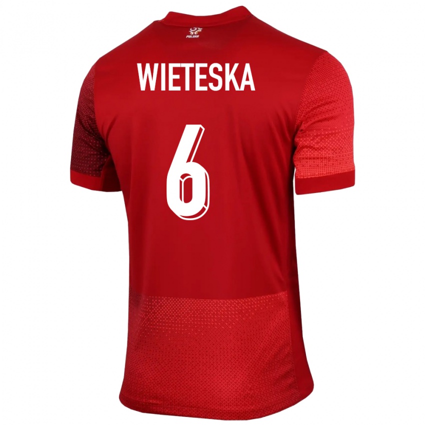 Børn Polen Mateusz Wieteska #6 Rød Udebane Spillertrøjer 24-26 Trøje T-Shirt