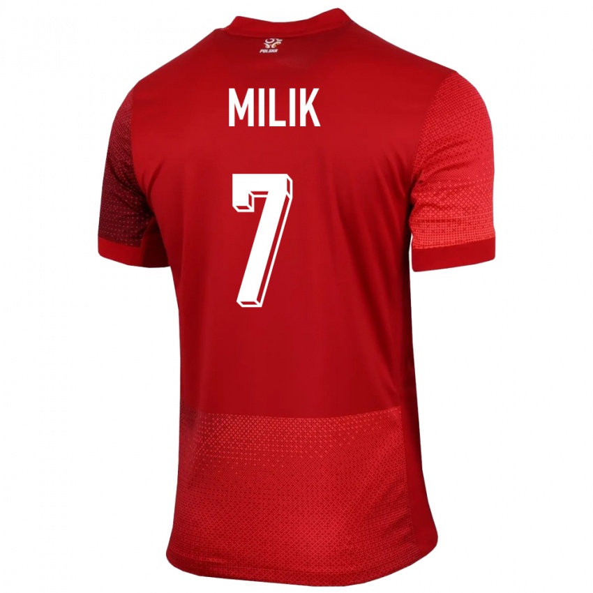 Børn Polen Arkadiusz Milik #7 Rød Udebane Spillertrøjer 24-26 Trøje T-Shirt