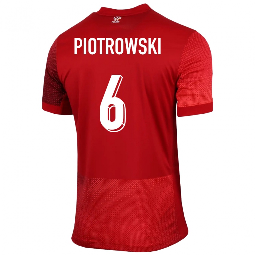 Børn Polen Jakub Piotrowski #6 Rød Udebane Spillertrøjer 24-26 Trøje T-Shirt