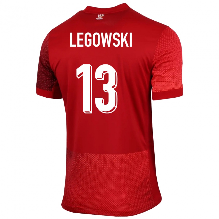 Børn Polen Mateusz Legowski #13 Rød Udebane Spillertrøjer 24-26 Trøje T-Shirt