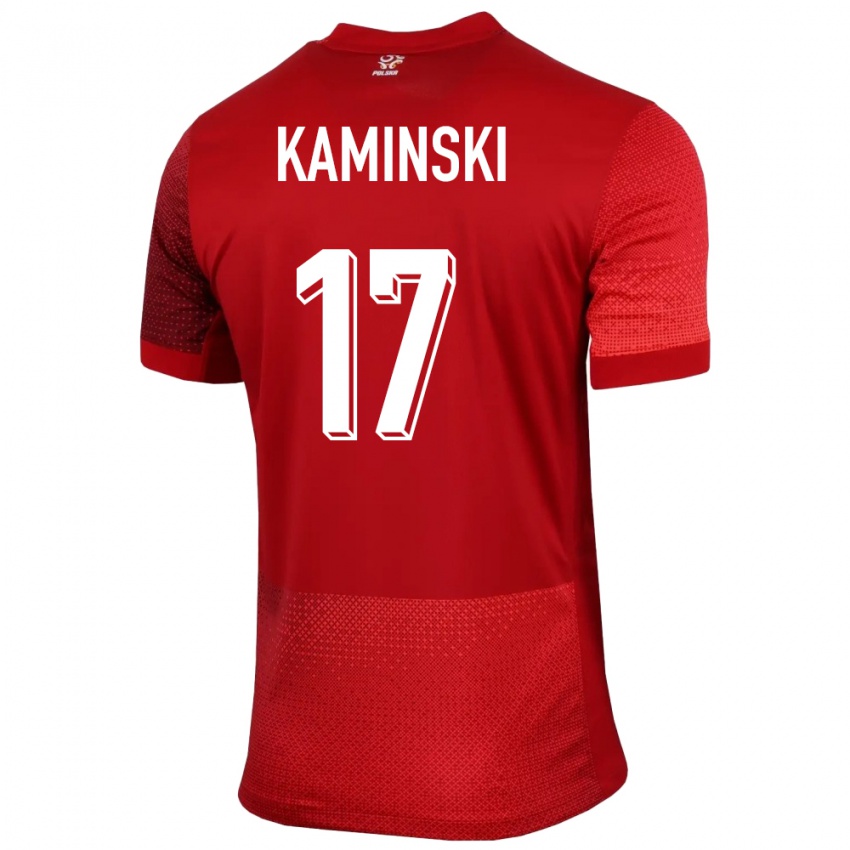 Børn Polen Jakub Kaminski #17 Rød Udebane Spillertrøjer 24-26 Trøje T-Shirt