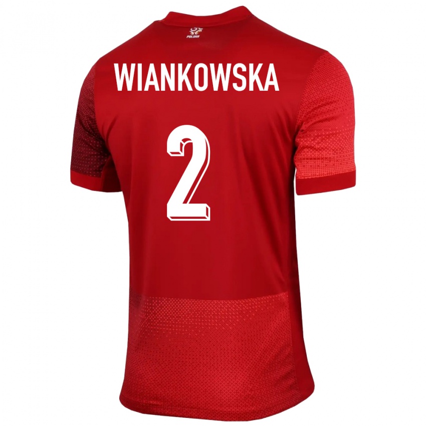 Børn Polen Martyna Wiankowska #2 Rød Udebane Spillertrøjer 24-26 Trøje T-Shirt