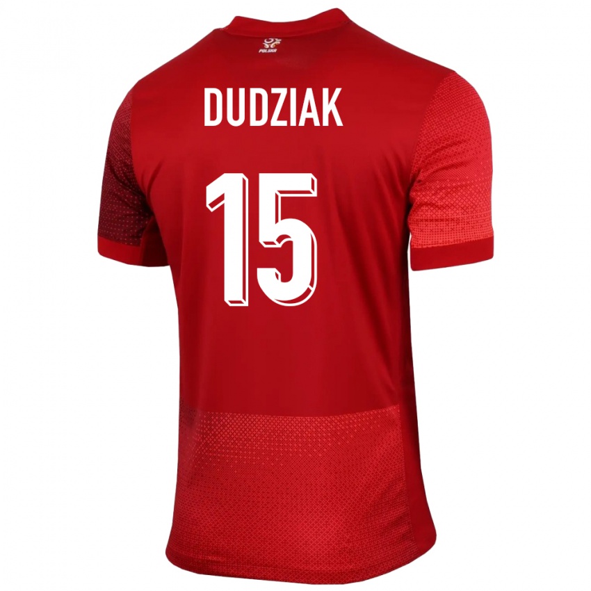 Børn Polen Aleksandra Dudziak #15 Rød Udebane Spillertrøjer 24-26 Trøje T-Shirt