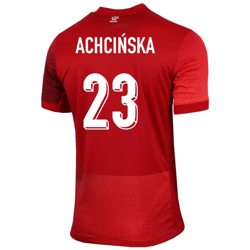 Børn Polen Adriana Achcinska #23 Rød Udebane Spillertrøjer 24-26 Trøje T-Shirt