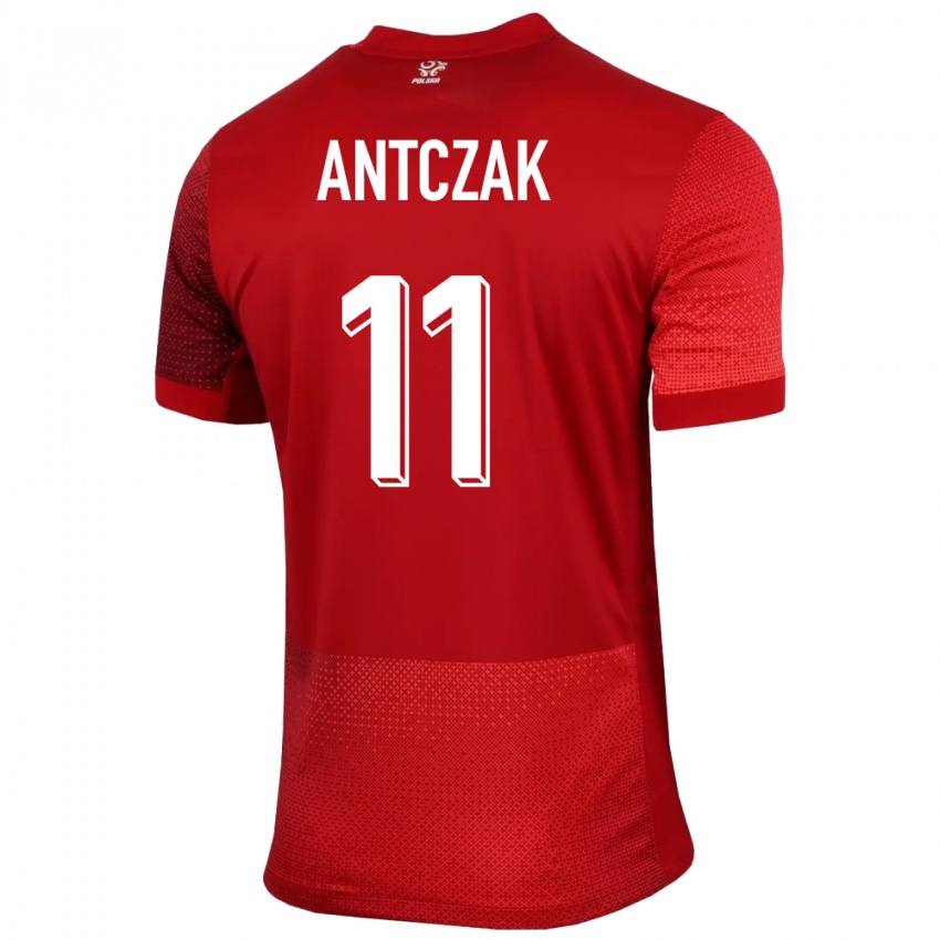 Børn Polen Jakub Antczak #11 Rød Udebane Spillertrøjer 24-26 Trøje T-Shirt