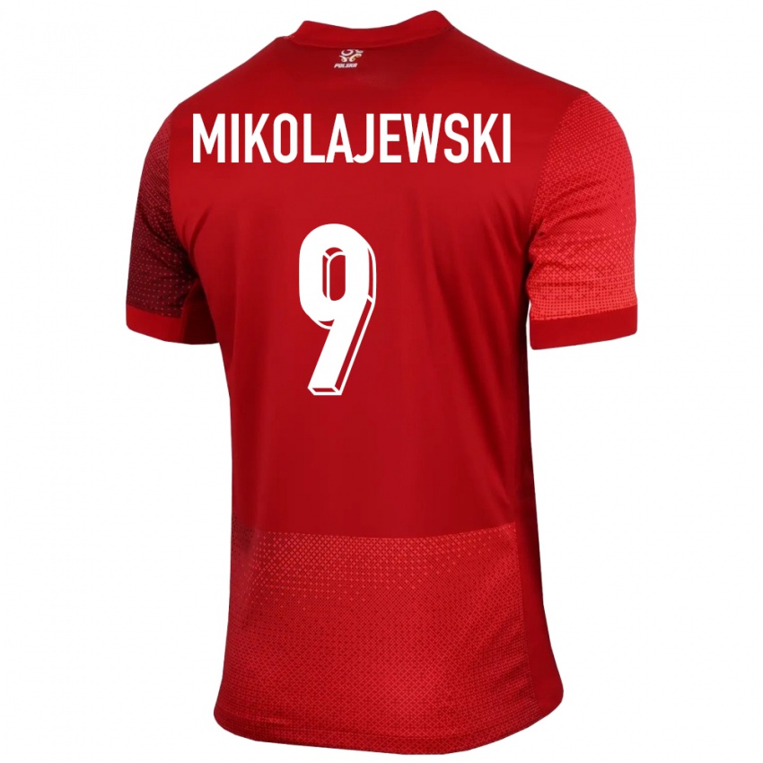 Børn Polen Daniel Mikolajewski #9 Rød Udebane Spillertrøjer 24-26 Trøje T-Shirt