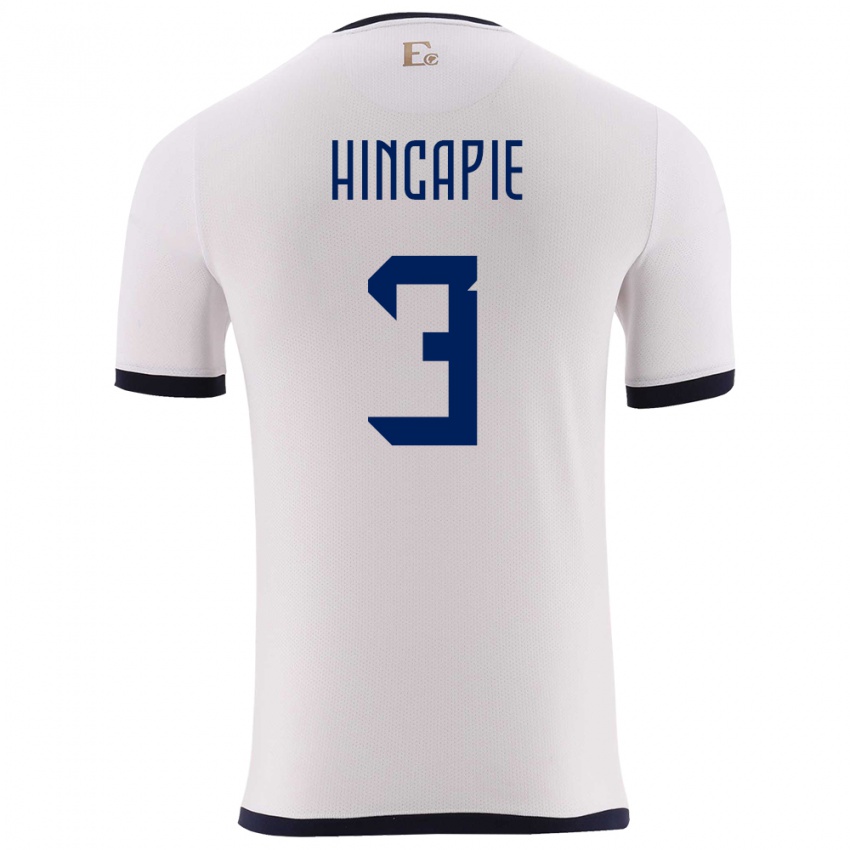 Børn Ecuador Piero Hincapie #3 Hvid Udebane Spillertrøjer 24-26 Trøje T-Shirt