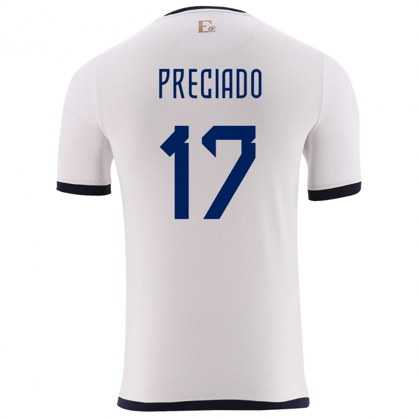 Børn Ecuador Angelo Preciado #17 Hvid Udebane Spillertrøjer 24-26 Trøje T-Shirt