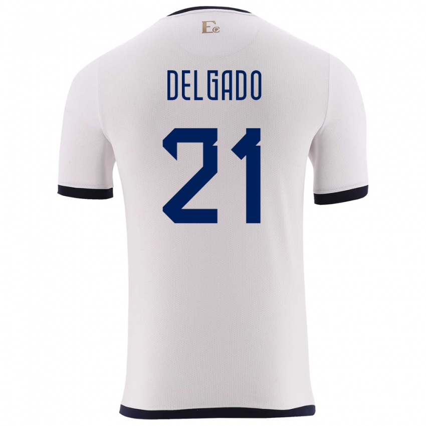 Børn Ecuador Patrickson Delgado #21 Hvid Udebane Spillertrøjer 24-26 Trøje T-Shirt