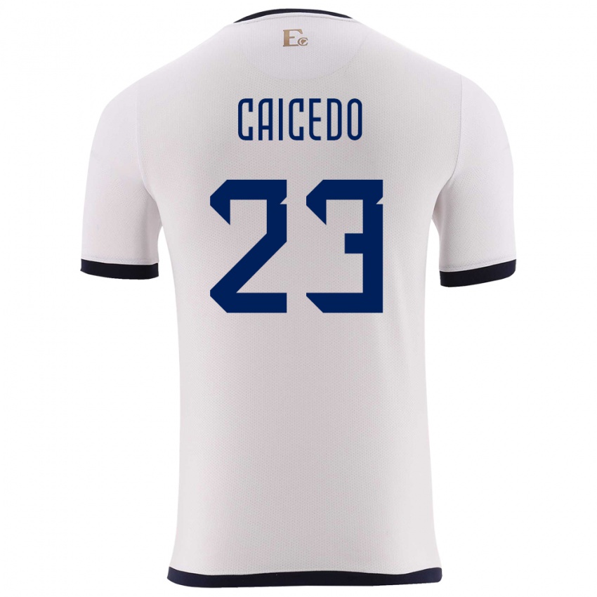 Børn Ecuador Moises Caicedo #23 Hvid Udebane Spillertrøjer 24-26 Trøje T-Shirt