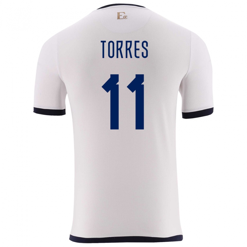 Børn Ecuador Ambar Torres #11 Hvid Udebane Spillertrøjer 24-26 Trøje T-Shirt