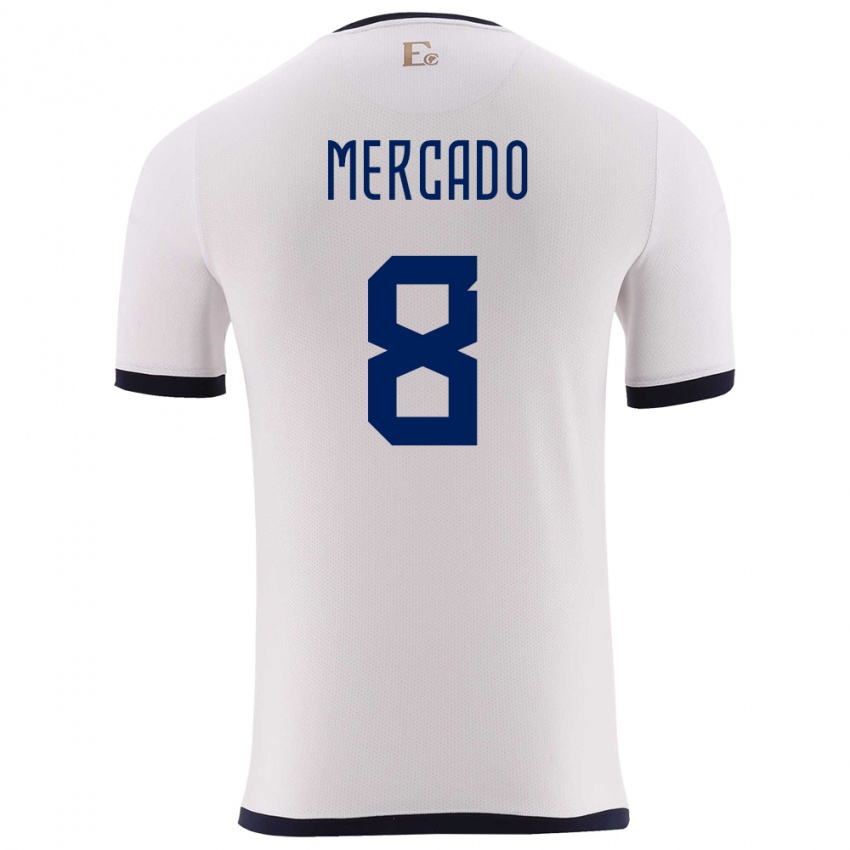 Børn Ecuador Patrik Mercado #8 Hvid Udebane Spillertrøjer 24-26 Trøje T-Shirt