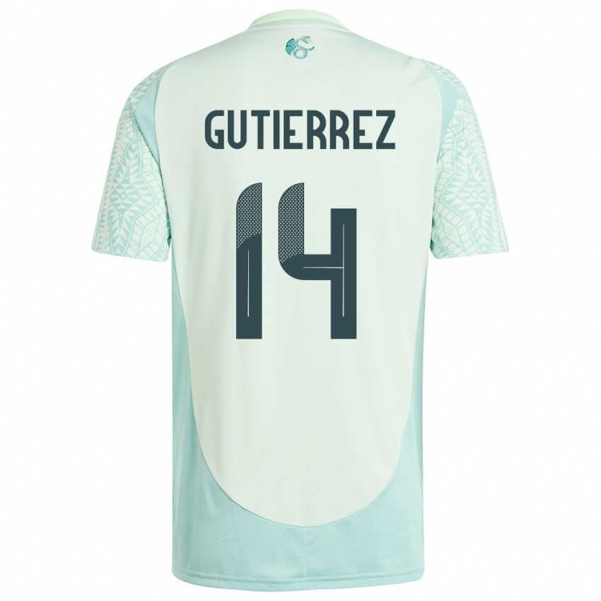 Børn Mexico Erick Gutierrez #14 Linen Grøn Udebane Spillertrøjer 24-26 Trøje T-Shirt