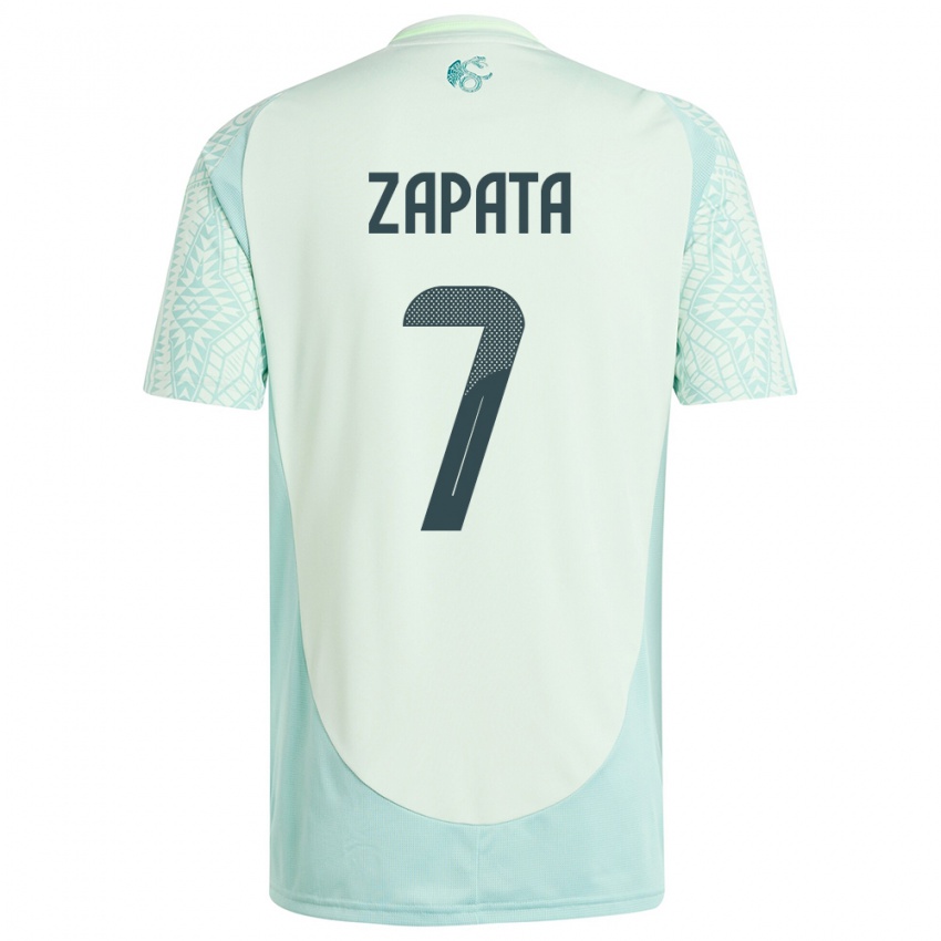 Børn Mexico Angel Zapata #7 Linen Grøn Udebane Spillertrøjer 24-26 Trøje T-Shirt