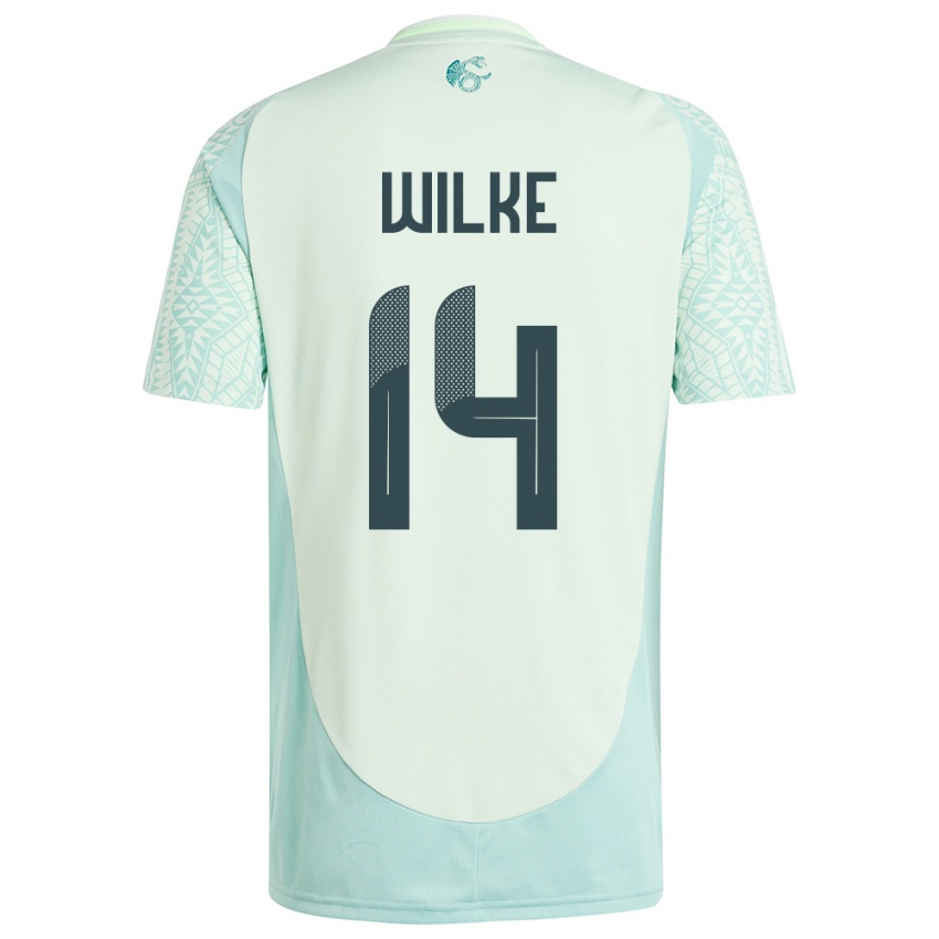 Børn Mexico Teun Wilke #14 Linen Grøn Udebane Spillertrøjer 24-26 Trøje T-Shirt