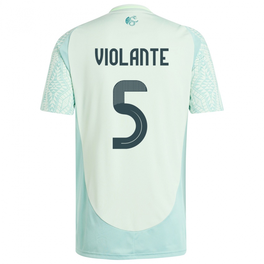 Børn Mexico Isaias Violante #5 Linen Grøn Udebane Spillertrøjer 24-26 Trøje T-Shirt