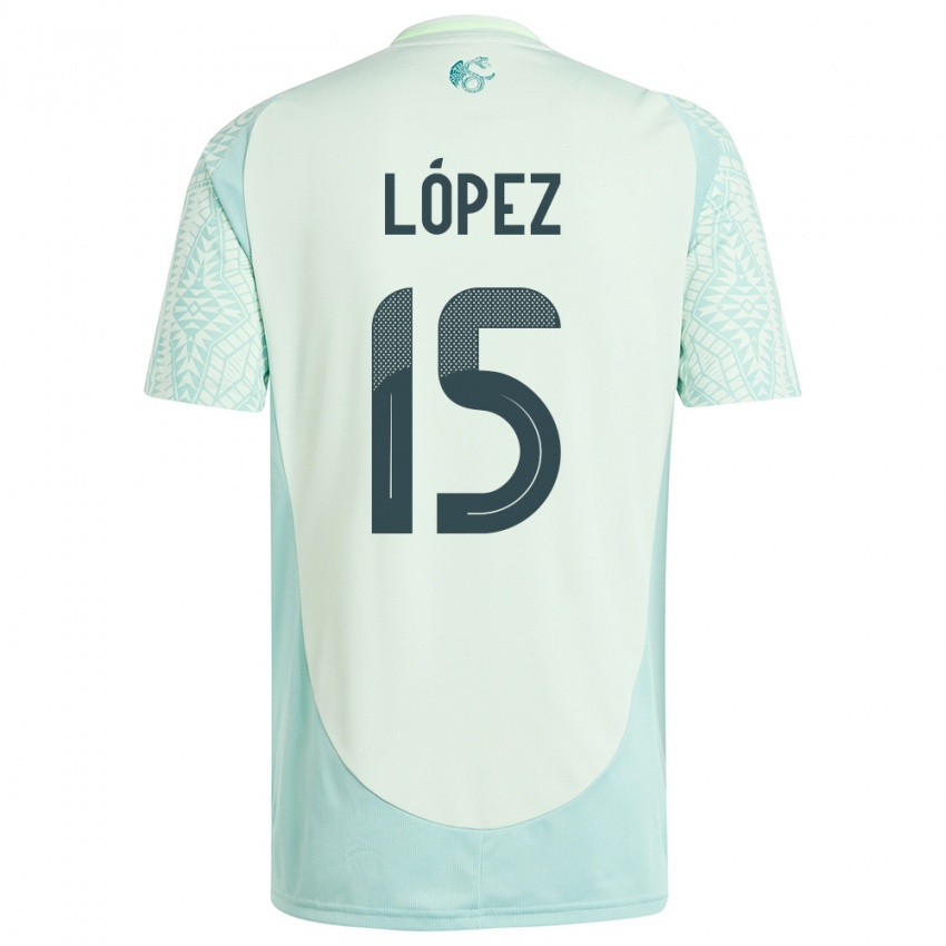 Børn Mexico Everardo Lopez #15 Linen Grøn Udebane Spillertrøjer 24-26 Trøje T-Shirt