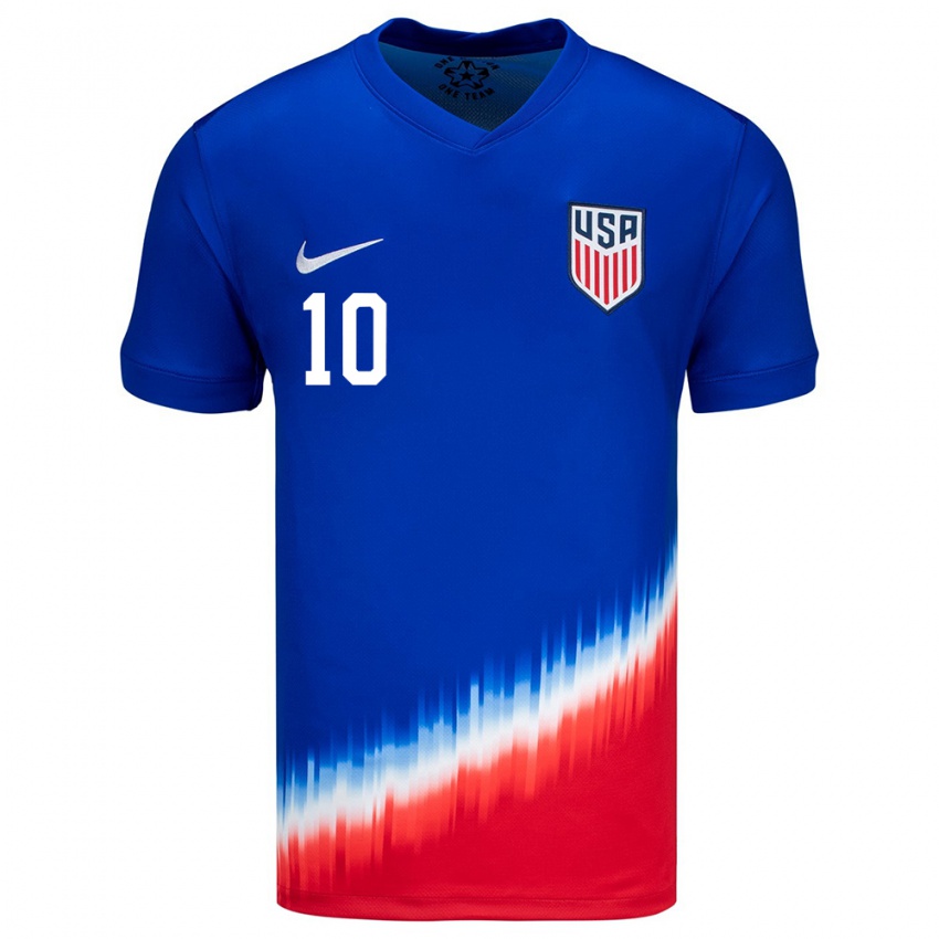 Børn Usa Christian Pulisic #10 Blå Udebane Spillertrøjer 24-26 Trøje T-Shirt