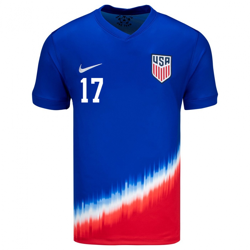 Børn Usa Rodrigo Neri #17 Blå Udebane Spillertrøjer 24-26 Trøje T-Shirt