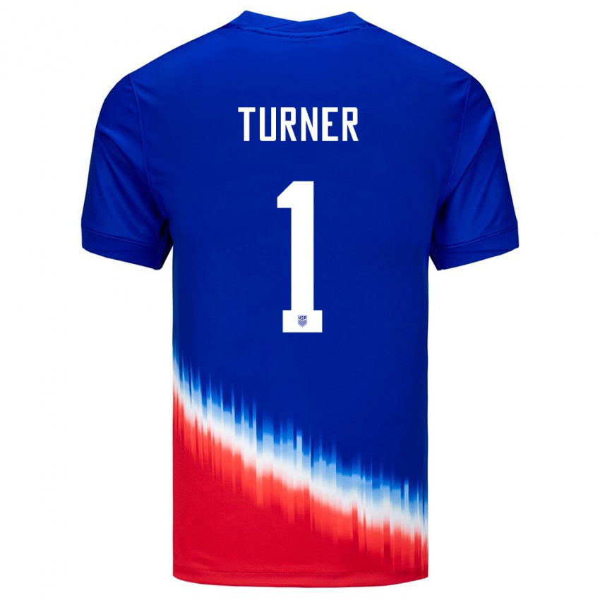 Børn Usa Matt Turner #1 Blå Udebane Spillertrøjer 24-26 Trøje T-Shirt